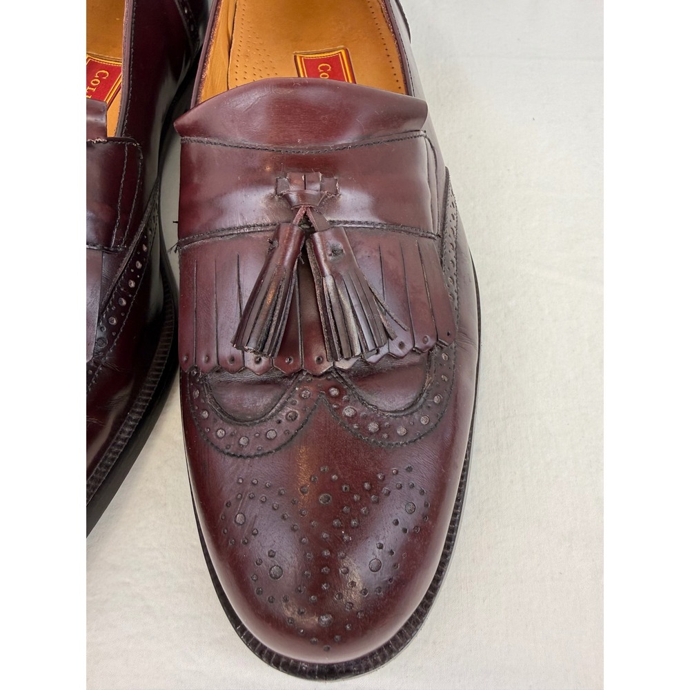 Cole Haan City Mens Burgundy Leather Wingtip Kiltie‎ Tassel Loafers 12 D - Picture 5 of 12